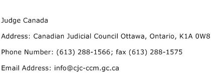 Judge Canada Address Contact Number