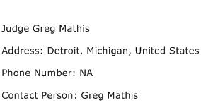 Judge Greg Mathis Address Contact Number