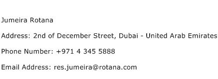 Jumeira Rotana Address Contact Number