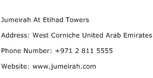 Jumeirah At Etihad Towers Address Contact Number