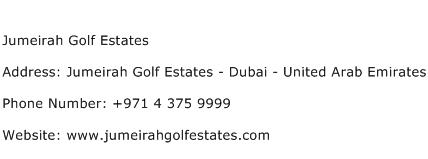 Jumeirah Golf Estates Address Contact Number