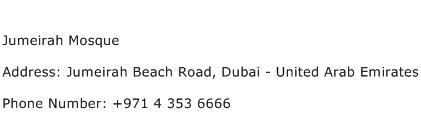 Jumeirah Mosque Address Contact Number