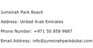 Jumeirah Park Beach Address Contact Number