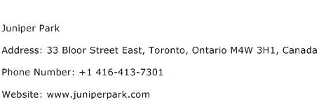 Juniper Park Address Contact Number