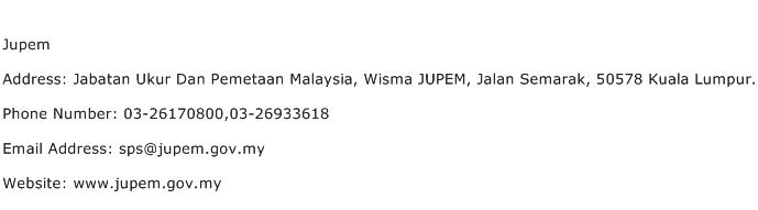 Jupem Address Contact Number