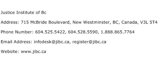Justice Institute of Bc Address Contact Number