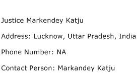Justice Markendey Katju Address Contact Number