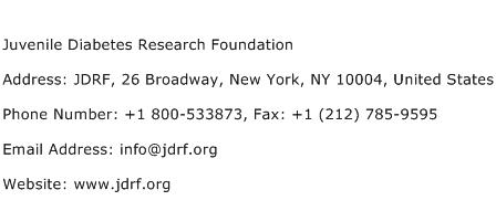 Juvenile Diabetes Research Foundation Address Contact Number
