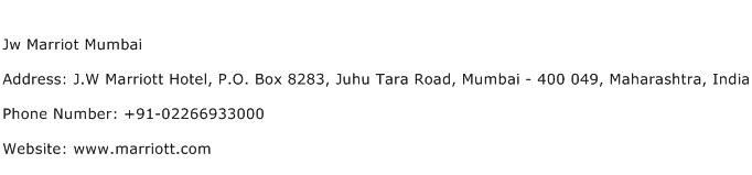 Jw Marriot Mumbai Address Contact Number