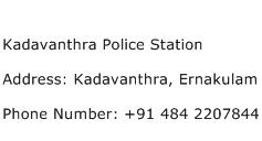 Kadavanthra Police Station Address Contact Number