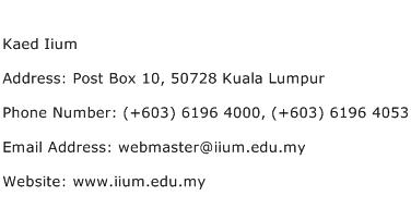 Kaed Iium Address Contact Number