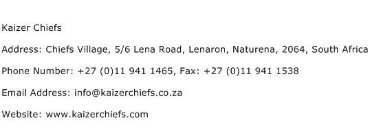Kaizer Chiefs Address Contact Number