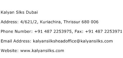 Kalyan Slks Dubai Address Contact Number