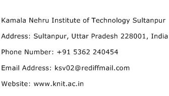 Kamala Nehru Institute of Technology Sultanpur Address Contact Number