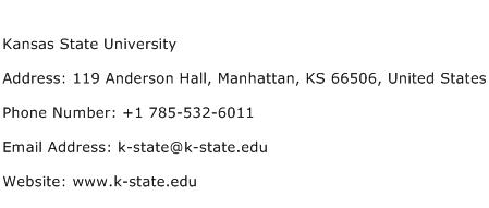 Kansas State University Address Contact Number