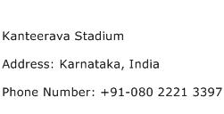 Kanteerava Stadium Address Contact Number