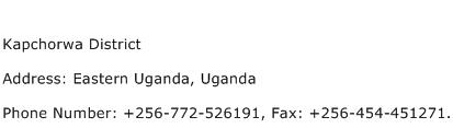 Kapchorwa District Address Contact Number