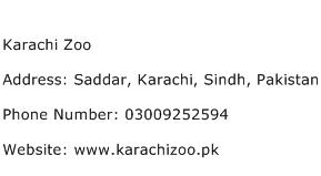 Karachi Zoo Address Contact Number