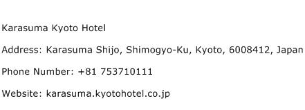 Karasuma Kyoto Hotel Address Contact Number