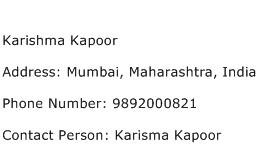 Karishma Kapoor Address Contact Number