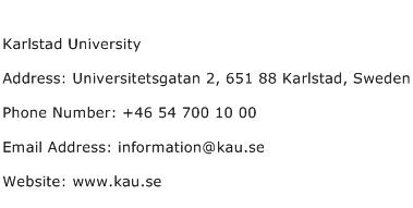 Karlstad University Address Contact Number