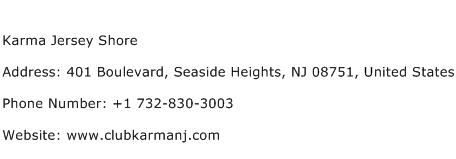 Karma Jersey Shore Address Contact Number
