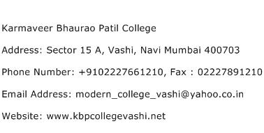 Karmaveer Bhaurao Patil College Address Contact Number