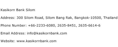 Kasikorn Bank Silom Address Contact Number