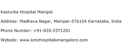 Kasturba Hospital Manipal Address Contact Number