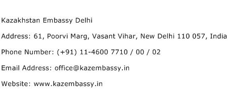 Kazakhstan Embassy Delhi Address Contact Number