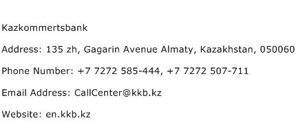 Kazkommertsbank Address Contact Number