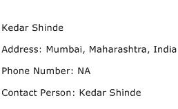 Kedar Shinde Address Contact Number