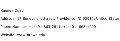 Keeney Quad Address Contact Number