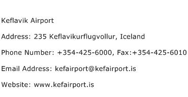 Keflavik Airport Address Contact Number
