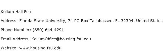 Kellum Hall Fsu Address Contact Number