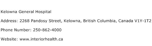 Kelowna General Hospital Address Contact Number