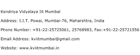 Kendriya Vidyalaya Iit Mumbai Address Contact Number