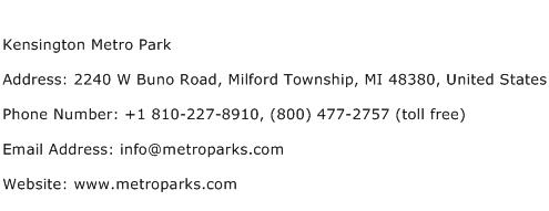 Kensington Metro Park Address Contact Number