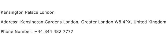 Kensington Palace London Address Contact Number