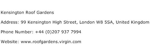 Kensington Roof Gardens Address Contact Number
