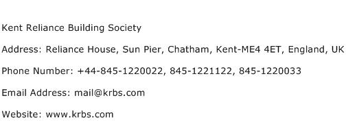 Kent Reliance Building Society Address Contact Number