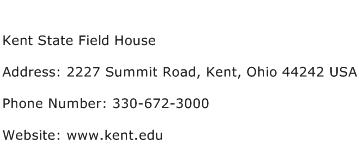 Kent State Field House Address Contact Number