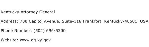 Kentucky Attorney General Address Contact Number
