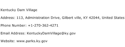 Kentucky Dam Village Address Contact Number