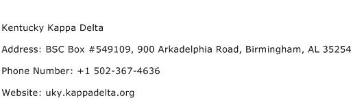 Kentucky Kappa Delta Address Contact Number