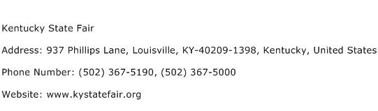 Kentucky State Fair Address Contact Number