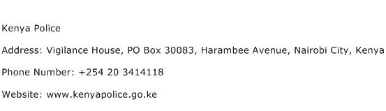 Kenya Police Address Contact Number