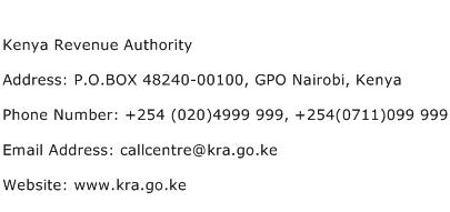 Kenya Revenue Authority Address Contact Number