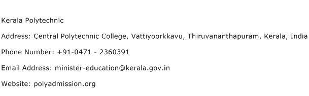 Kerala Polytechnic Address Contact Number