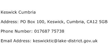 Keswick Cumbria Address Contact Number